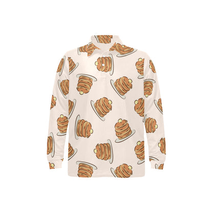 Pancake Pattern Print Design A01 Long Sleeve Polo Shirt For Men's