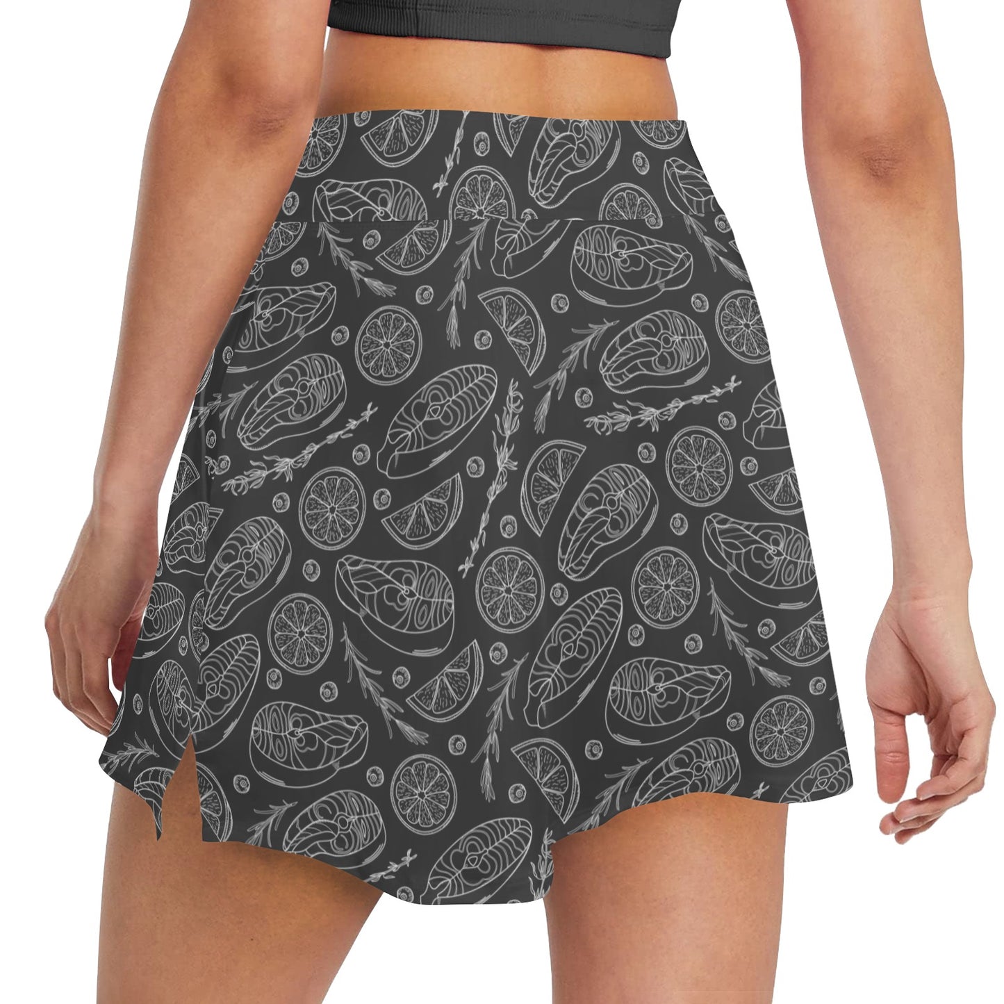 Steak Print Design LKS301 17" Golf & Pickleball Skort with Pockets