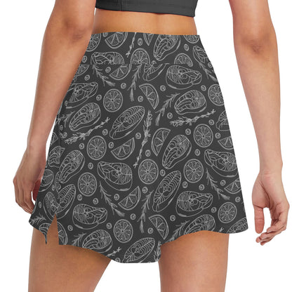 Steak Print Design LKS301 17" Golf & Pickleball Skort with Pockets