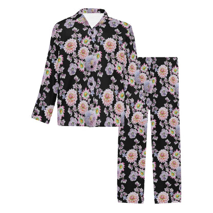 Dahlia Pattern Print Design DH012 Men's Long Pajama Set