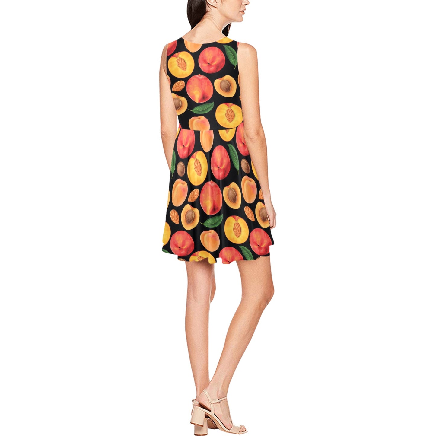 Peach Pattern Print Design A02 Sleeveless Dress
