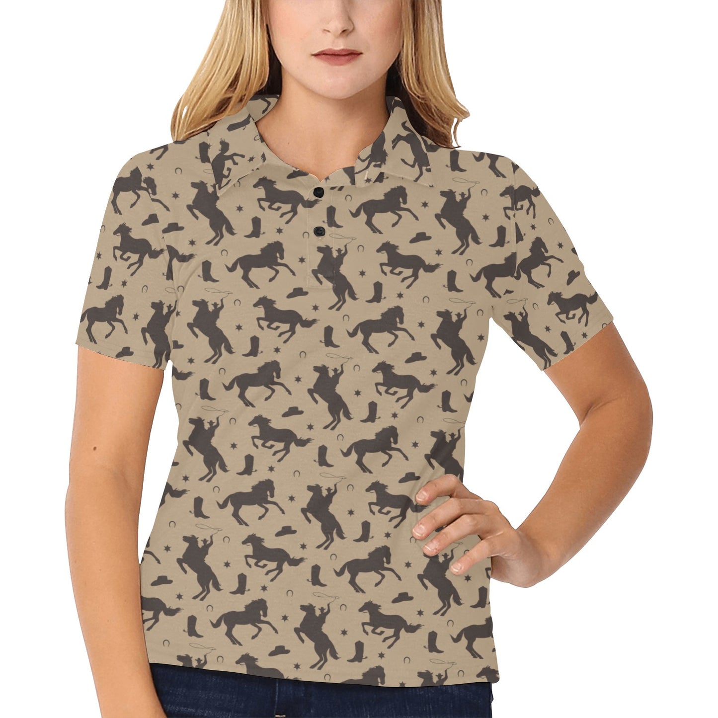 Cowboy Pattern Print Design 04 Women's Polo Shirt