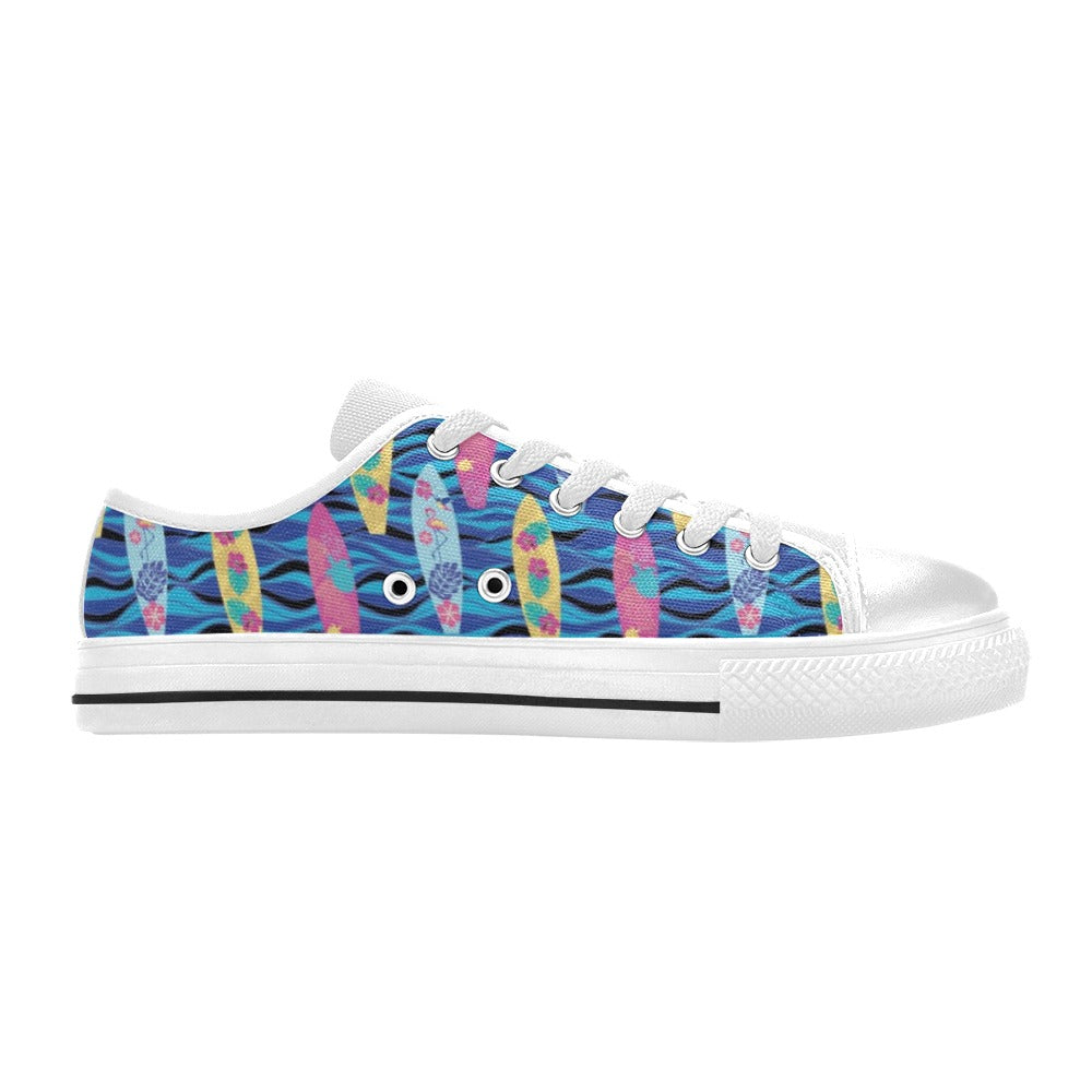 Surfboard Print Design LKS304 Women's White Low Top Shoes