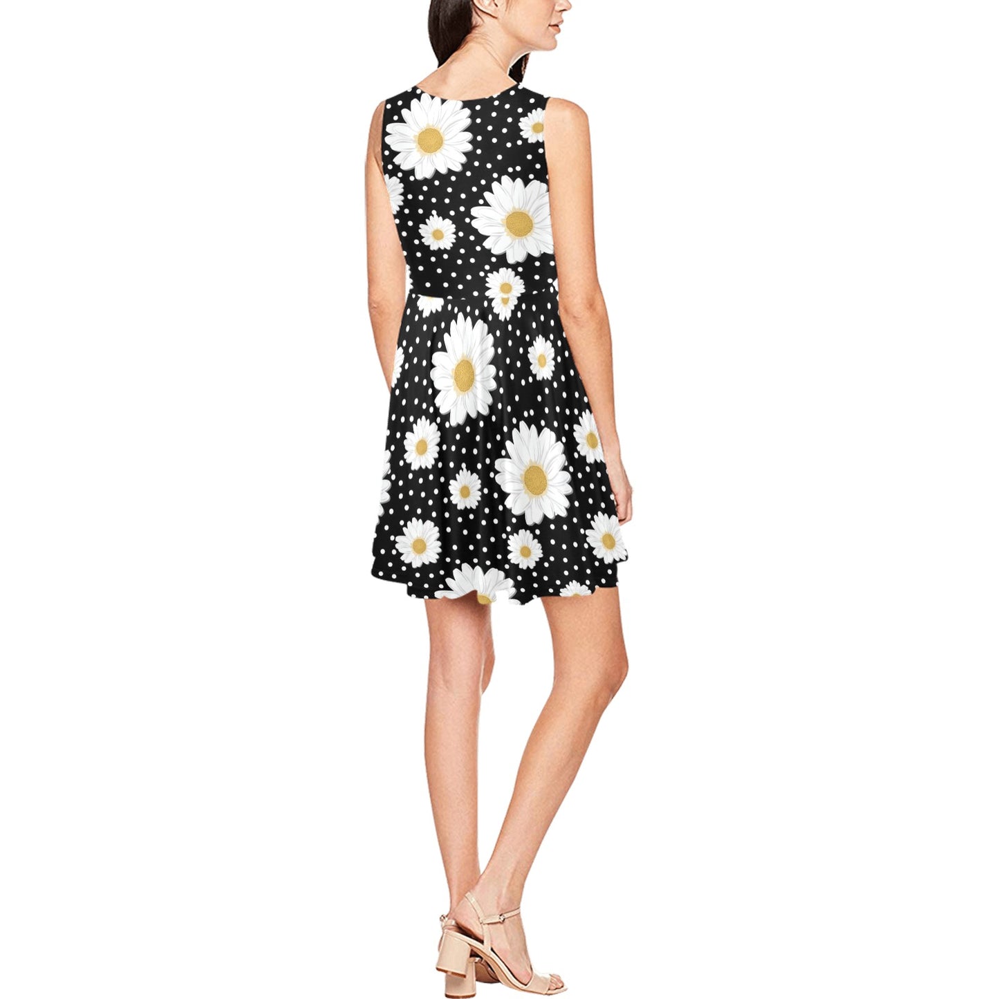 Daisy Pattern Print Design DS02 Sleeveless Dress