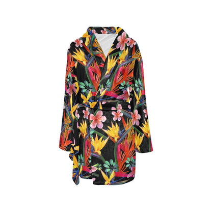 Tropical Flower Pattern Print Design TF015 Women's Fleece Robe
