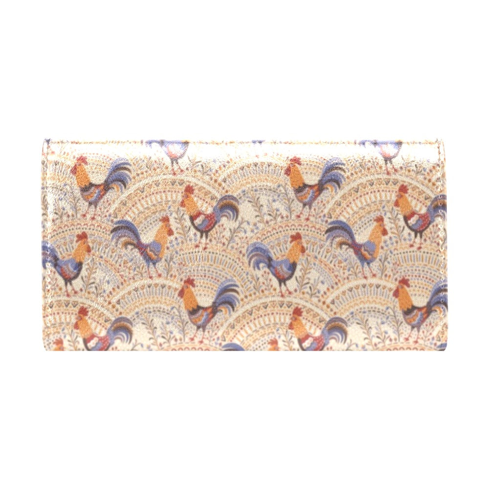 Chicken Boho Style Pattern Women's Trifold Wallet