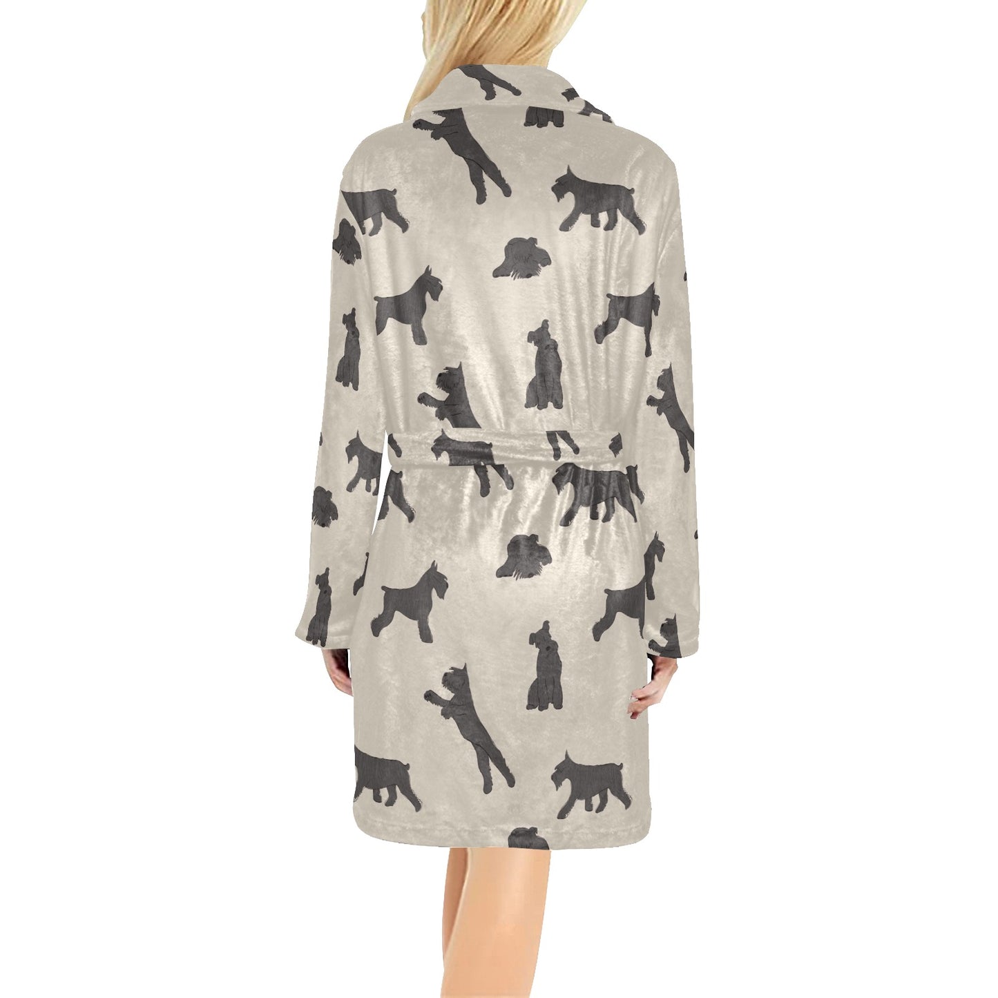 Schnauzers Pattern Print Design A06 Women's Fleece Robe