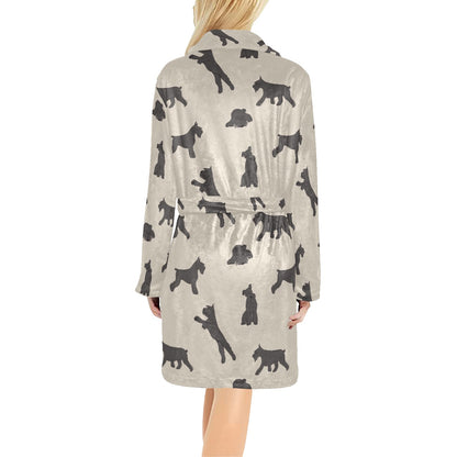 Schnauzers Pattern Print Design A06 Women's Fleece Robe