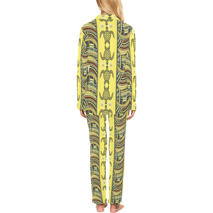 Polynesian Turtle Hawaiian Design Print Women's Long Pajama Set