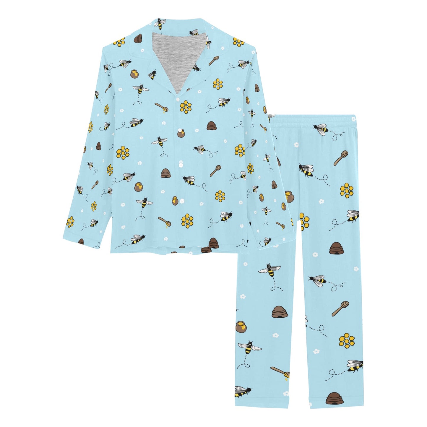 Honey Bee Print Design LKS307 Women's Long Pajama Set