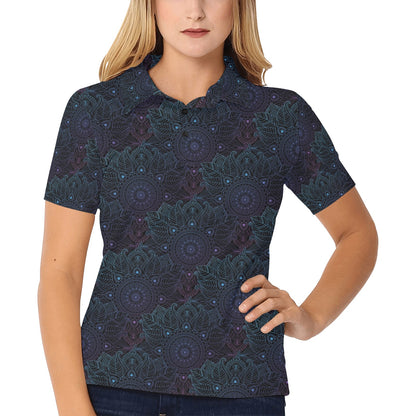 Boho Floral Mandala Women's Polo Shirt