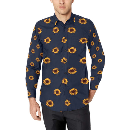 Sunflower Print Design LKS304 Men's Long Sleeve Dress Shirt
