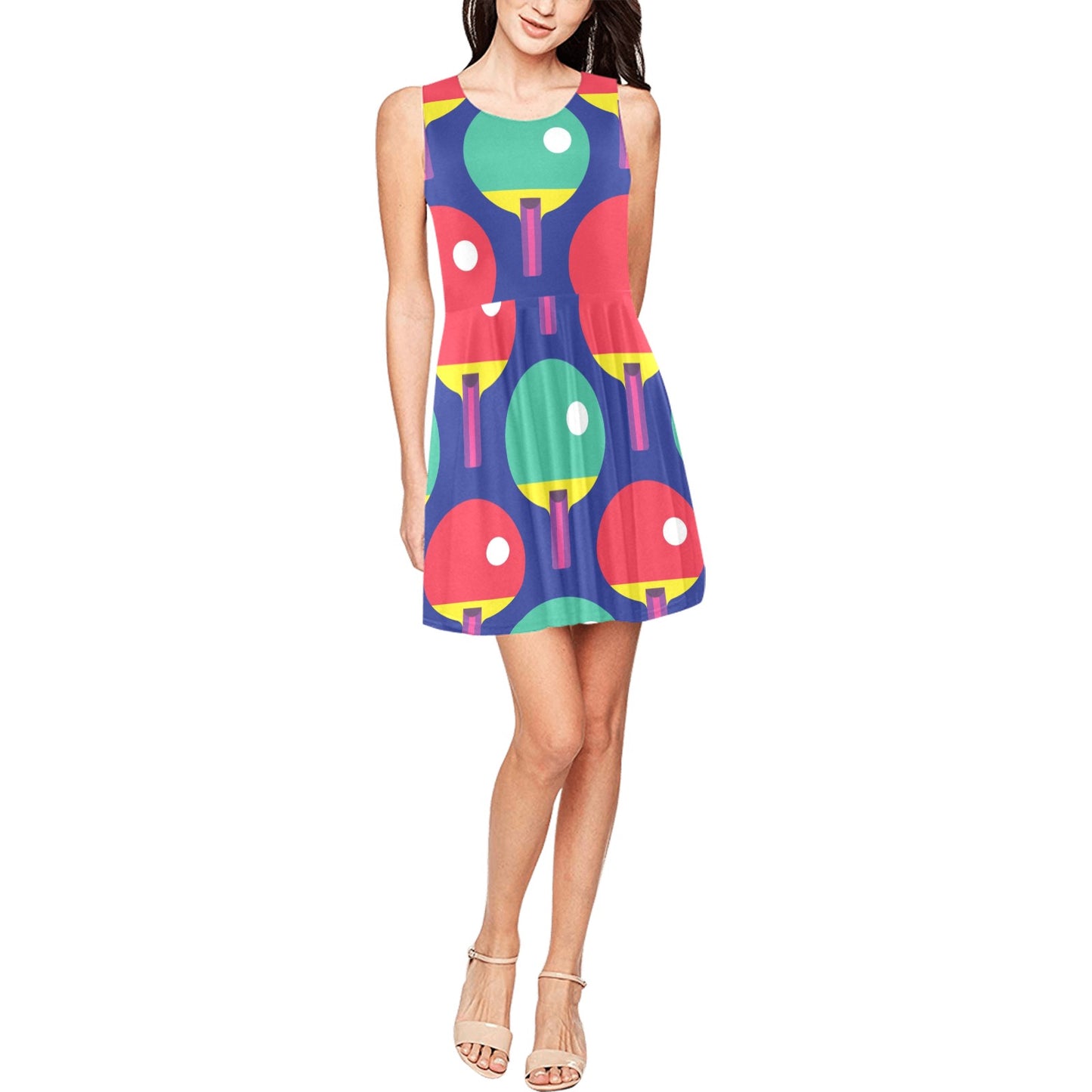 Ping Pong Pattern Print Design A03 Sleeveless Dress