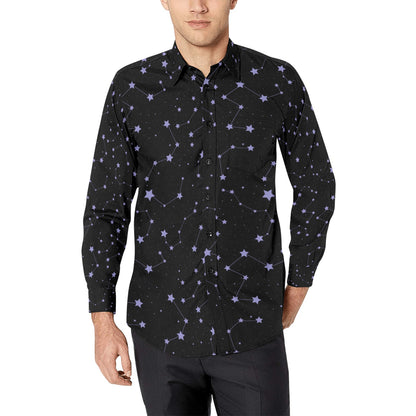 Star Print Design LKS303 Men's Long Sleeve Dress Shirt