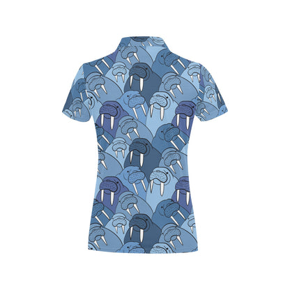 Walrus Pattern Print Design 01 Women's Polo Shirt