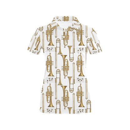 Trombone Pattern Print Design 04 Women's Polo Shirt