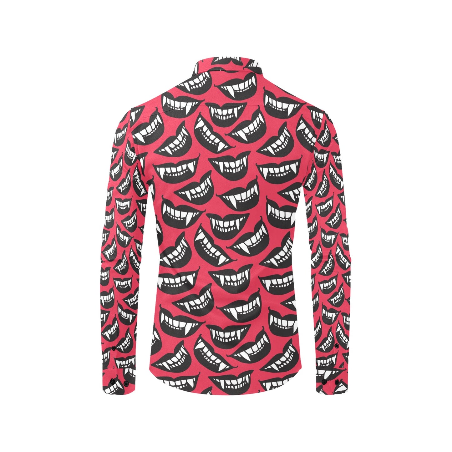 Vampire Lips Print Design LKS305 Men's Long Sleeve Dress Shirt