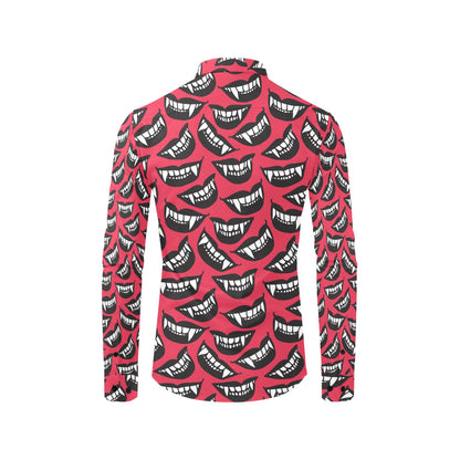 Vampire Lips Print Design LKS305 Men's Long Sleeve Dress Shirt