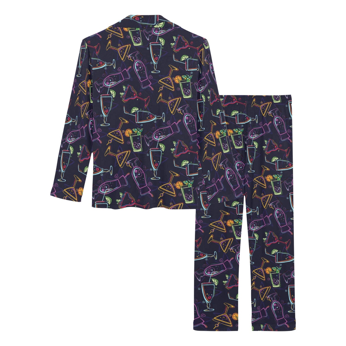 Cocktail Pattern Print Design 04 Women's Long Pajama Set