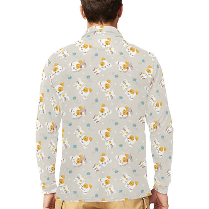 Russell Terriers Print Design LKS306 Long Sleeve Polo Shirt For Men's