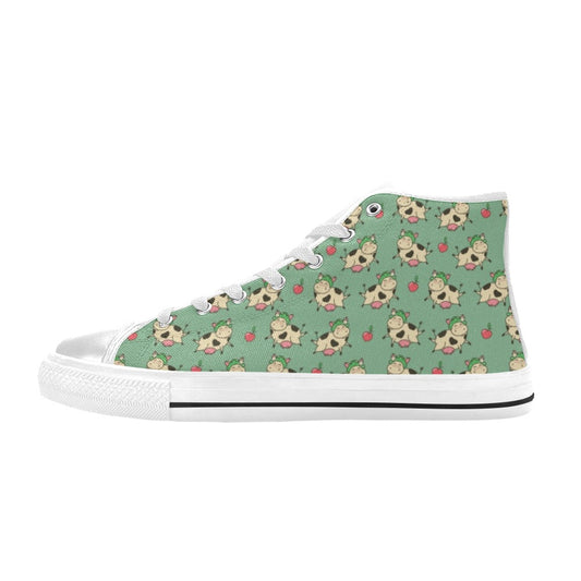 Cattle Print Design LKS402 Men's High Top Canvas Shoes