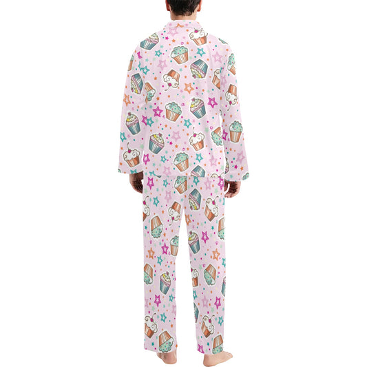 Cupcake Pattern Print Design CP03 Men's Long Pajama Set