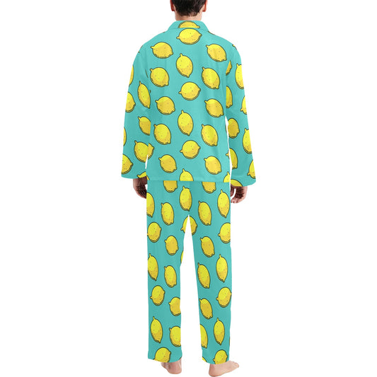 Lemon Pattern Print Design LM04 Men's Long Pajama Set