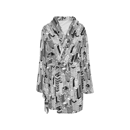 City  Pattern Print Design 02 Women's Fleece Robe