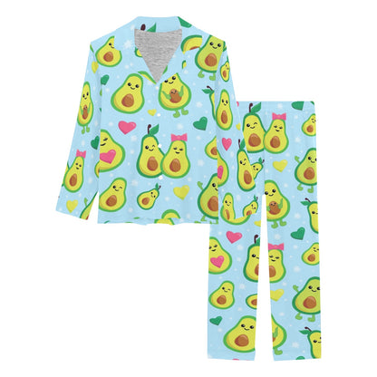 Avocado Pattern Print Design AC09 Women's Long Pajama Set