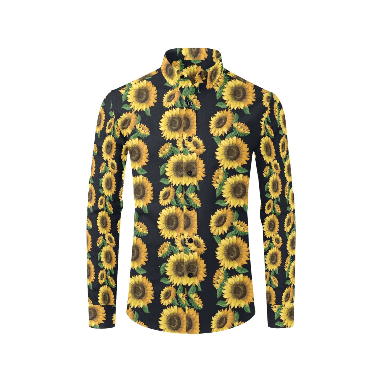 Sunflower Print Design LKS306 Men's Long Sleeve Dress Shirt