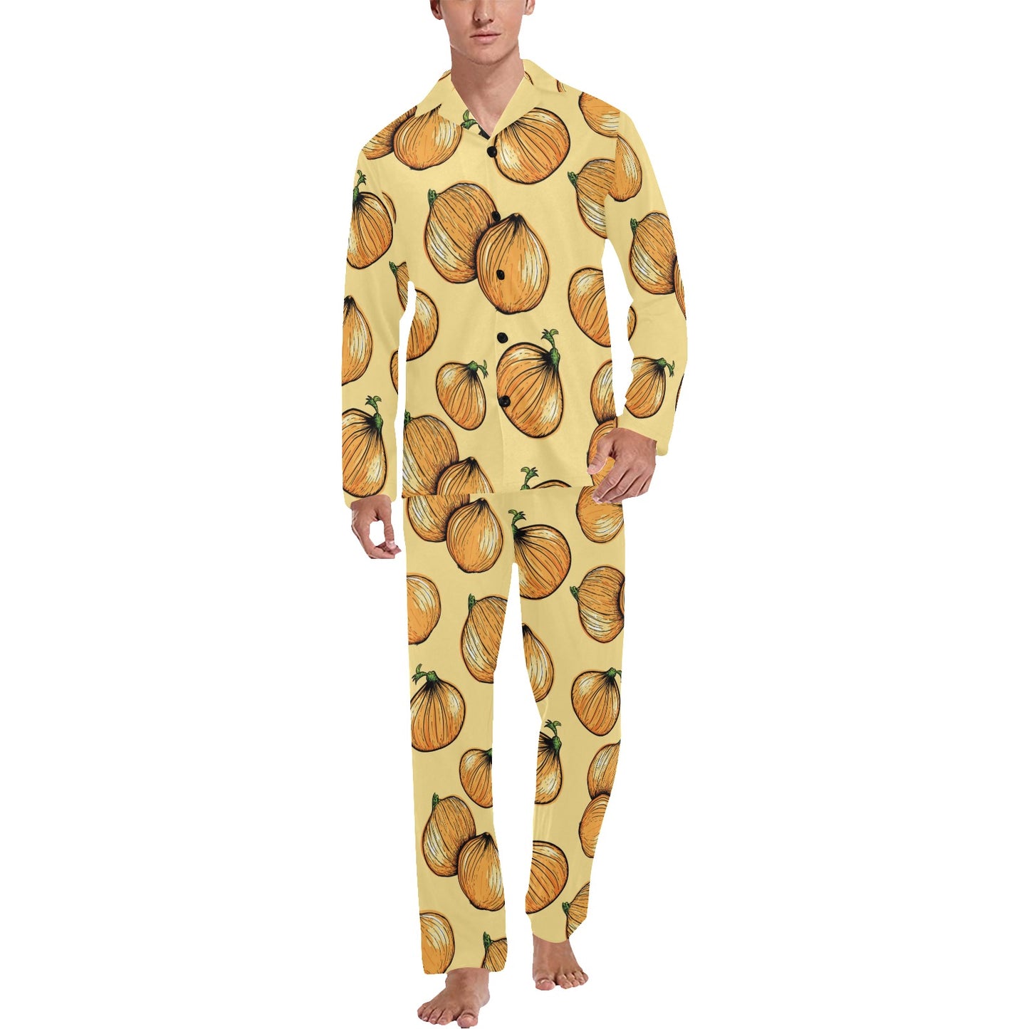 Onion Pattern Print Design A04 Men's Long Pajama Set