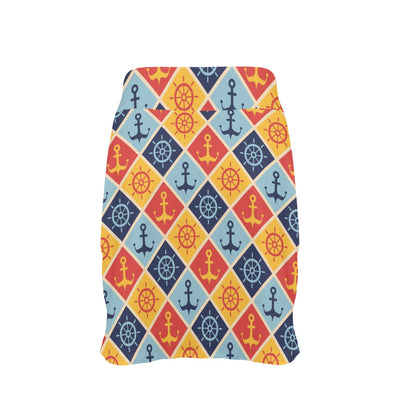 Nautical Pattern Design Themed Print 17" Golf & Pickleball Skort with Pockets