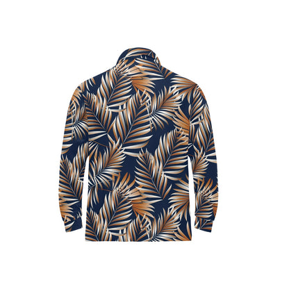 Tropical Flower Pattern Print Design TF07 Long Sleeve Polo Shirt For Men's