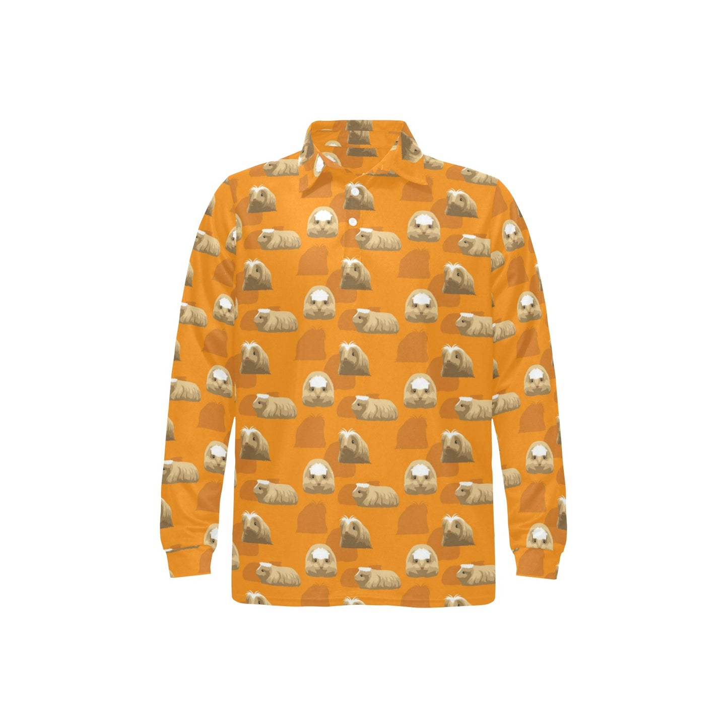 Guinea Pig Print Design LKS403 Long Sleeve Polo Shirt For Men's