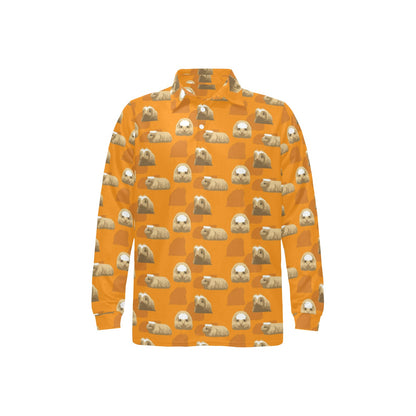 Guinea Pig Print Design LKS403 Long Sleeve Polo Shirt For Men's
