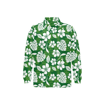 Hawaiian Themed Pattern Print Design H016 Long Sleeve Polo Shirt For Men's