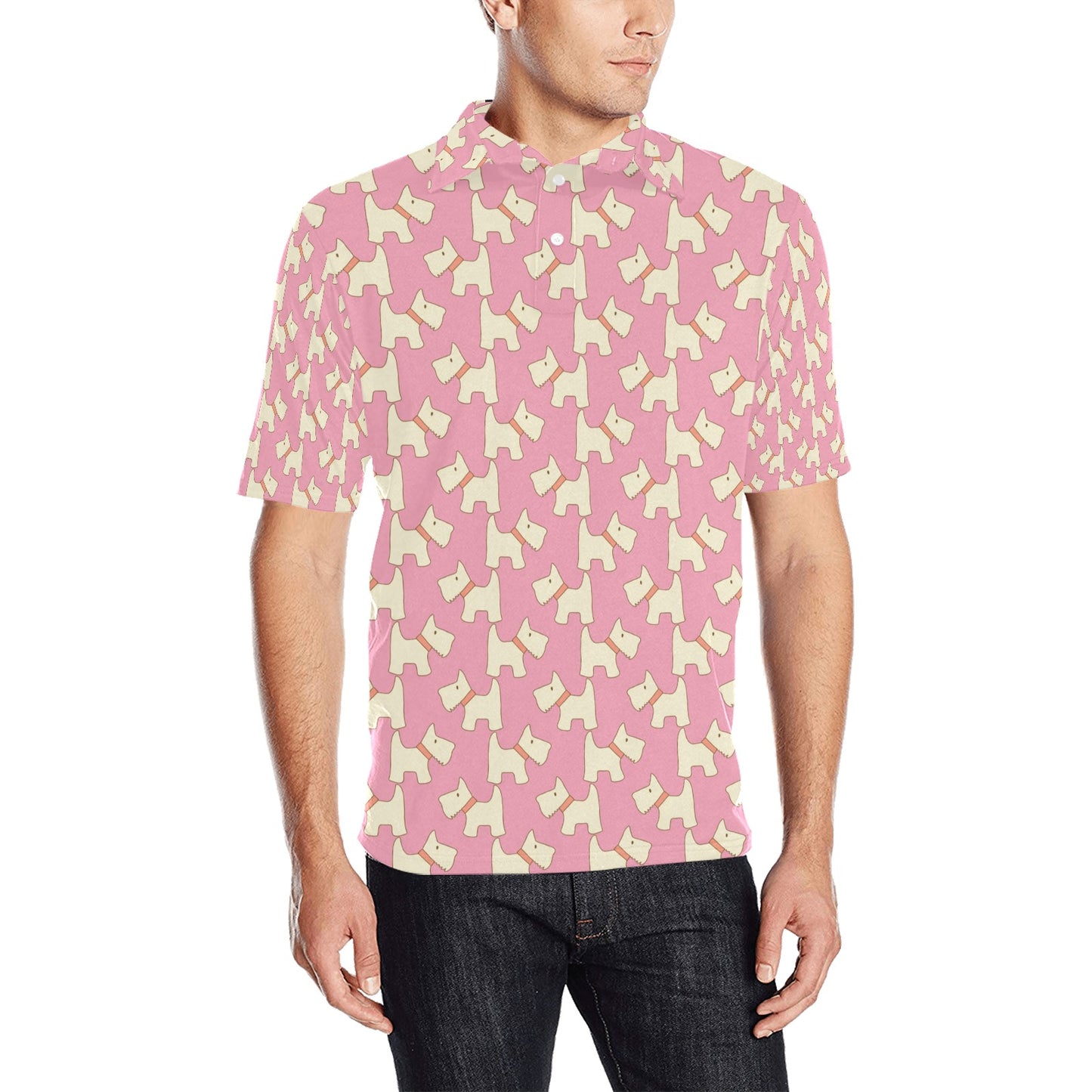 Scottish Terriers Print Design LKS306 Men Polo Shirt