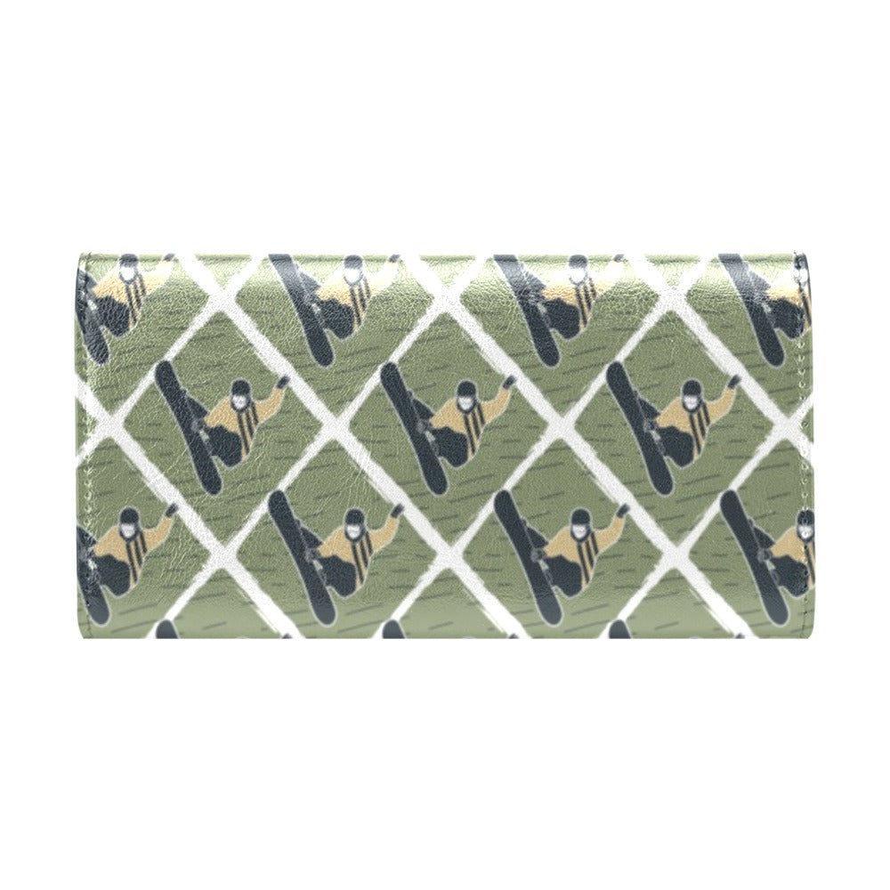 Snowboard Man Print Design LKS302 Women's Trifold Wallet