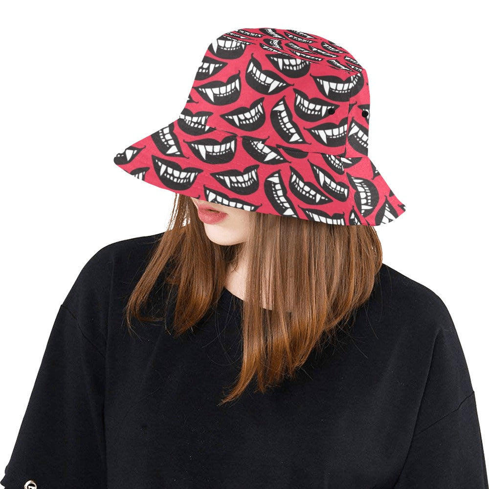 Vampire Lips Print Design LKS305 Unisex Bucket Hat