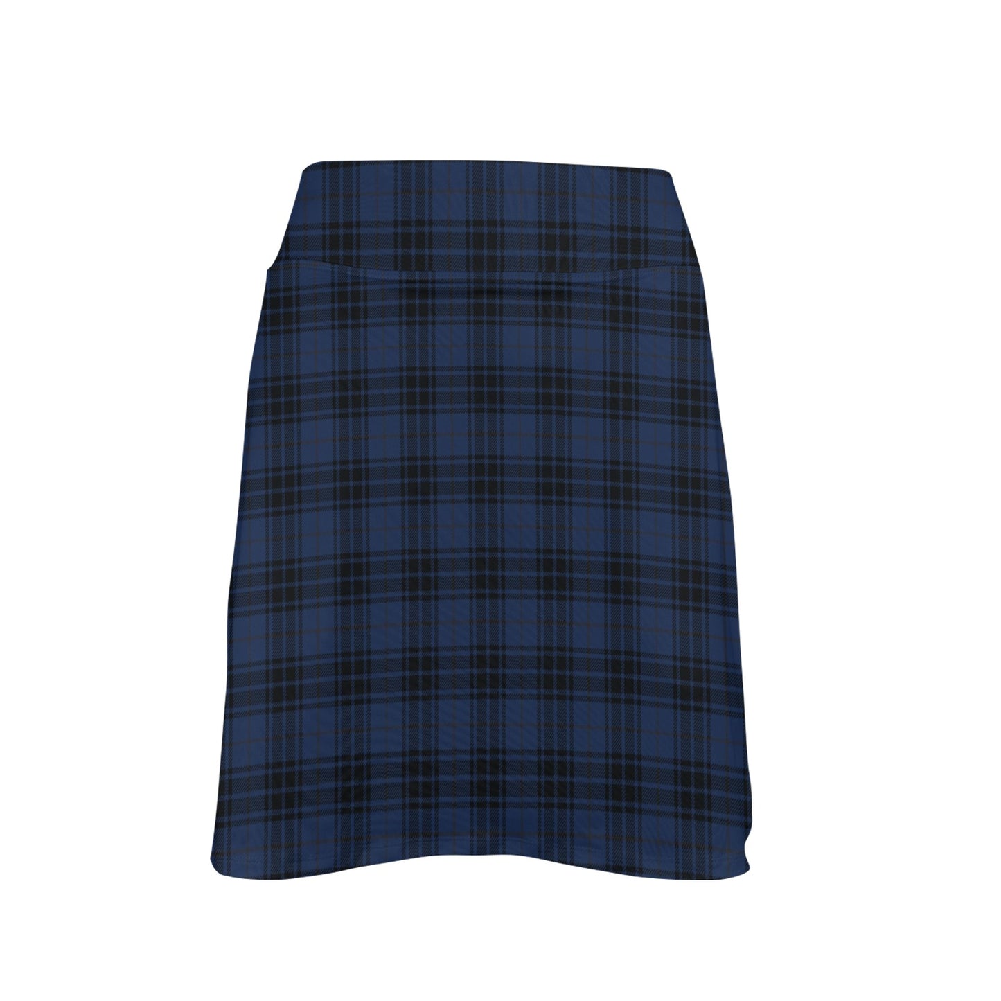 Navy Blue Tartan Plaid Pattern Women's Golf Skirt with Pocket