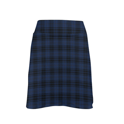 Navy Blue Tartan Plaid Pattern 17" Golf & Pickleball Skort with Pockets