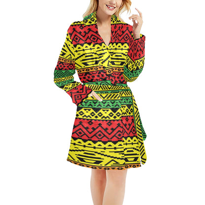 Rastafarian Pattern Print Design A02 Women's Fleece Robe