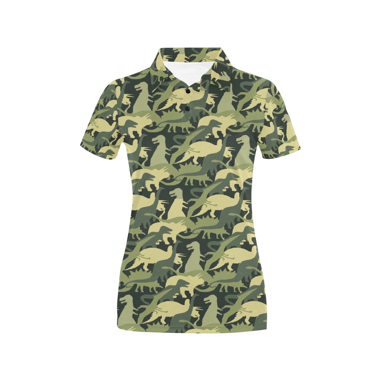 Camouflage Dinosaur Pattern Print Design 03 Women's Polo Shirt