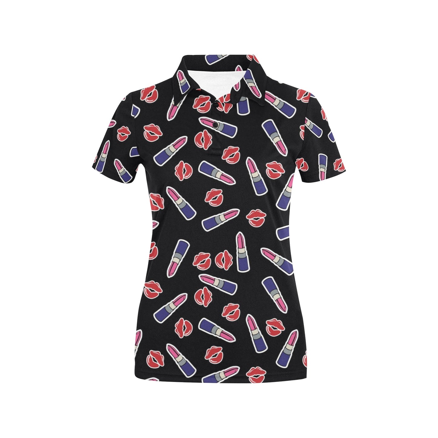 Lipstick Pattern Print Design LT01 Women's Polo Shirt