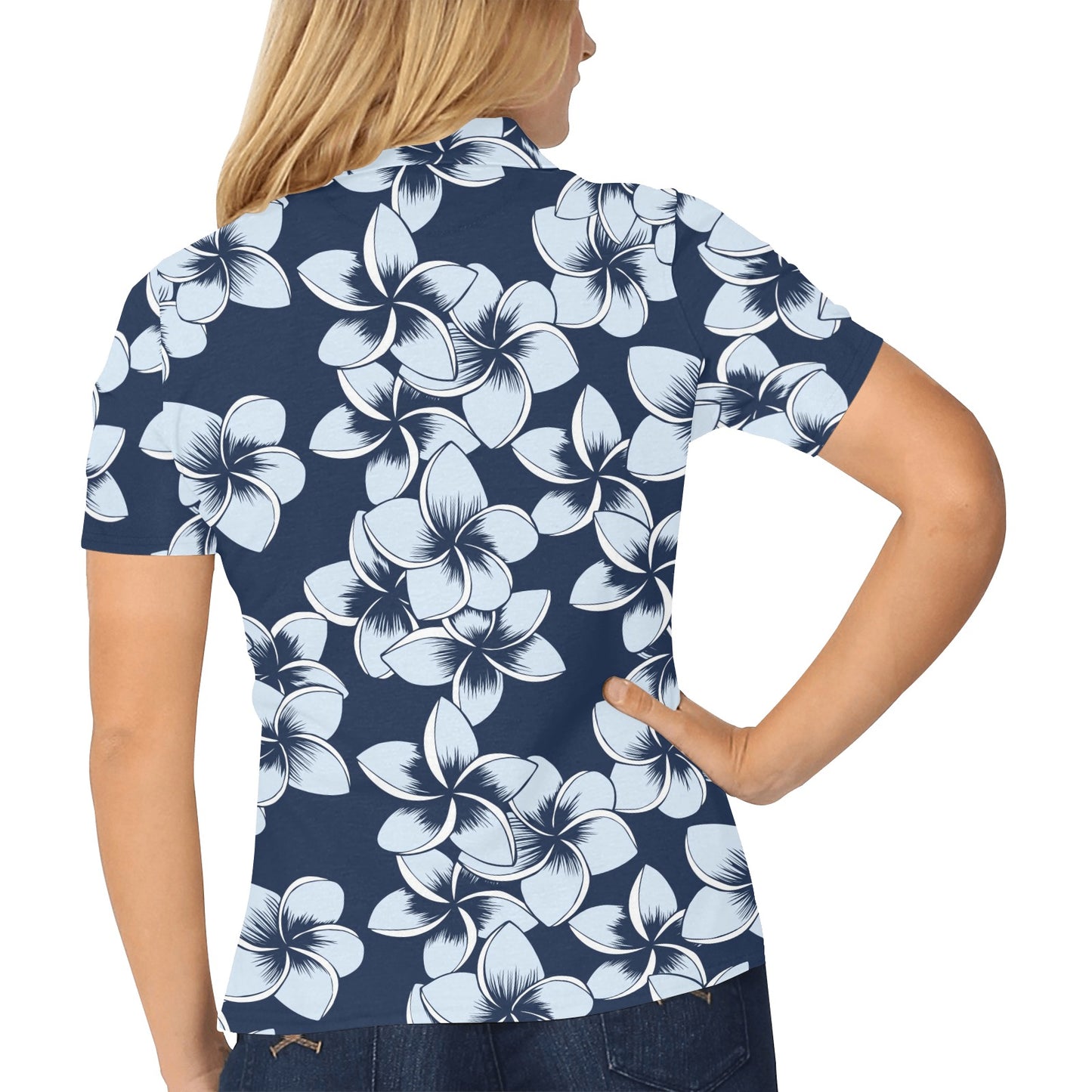 Plumeria Pattern Print Design A02 Women's Polo Shirt