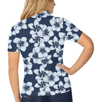 Plumeria Pattern Print Design A02 Women's Polo Shirt