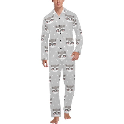 Raccoon Pattern Print Design A04 Men's Long Pajama Set