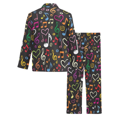 Music note Pattern Print Design A01 Men's Long Pajama Set
