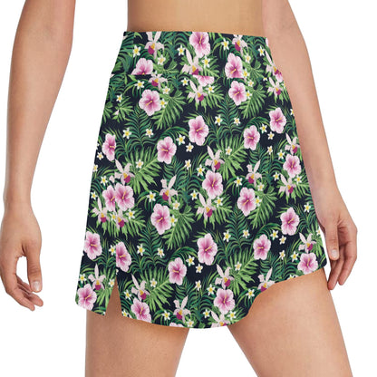 Hibiscus Tropical Print Design LKS309 17" Golf & Pickleball Skort with Pockets