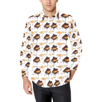 Piano Print Design LKS406 Men's Long Sleeve Dress Shirt